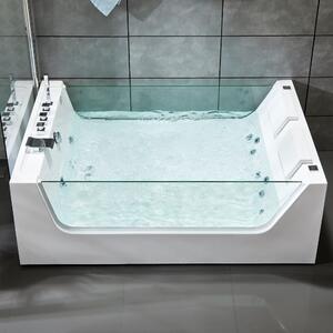 Stort bubbelbadkar för två 170x120cm | Med glas & värmare | BK-007V