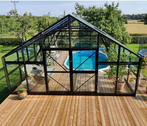 Extra brett premium glasväxthus 41m² | Stormgaranti och säkerhetsglas