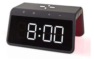 Nedis WCACQ30BK - Alarm clock med LCD display and wireless charger 15W/230V svart