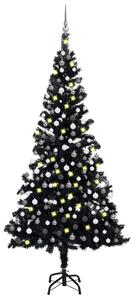 Plastgran med LED och julgranskulor svart 210 cm PVC -