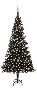 Plastgran med LED och julgranskulor svart 210 cm PVC -