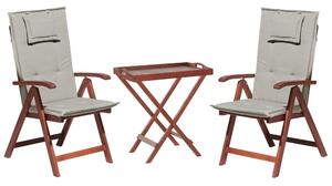 Balkongset av bord och 2 stolar med dynor grå/beige TOSCANA Beliani