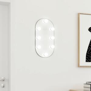 Spegel med LED-lampor 40x20 cm glas oval - Silver