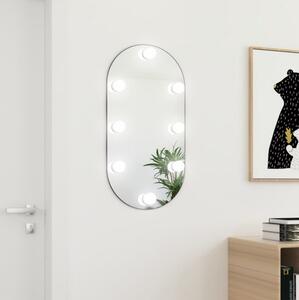 Spegel med LED-lampor 80x40 cm glas oval - Silver