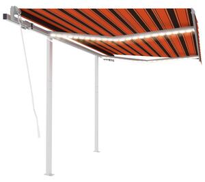 Automatisk markis med vindsensor & LED 3x2,5 m orange/brun