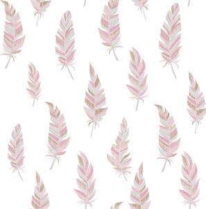 Noordwand Urban Friends & Coffee Tapet fjädrar vit och rosa