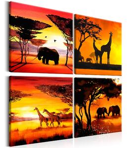 Tavla African Animals 4 Parts 60x60 - Artgeist sp. z o. o