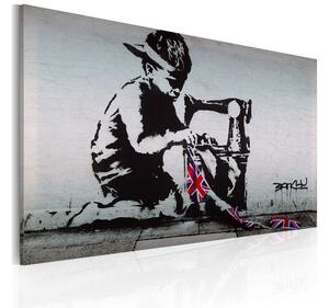 Tavla Union Jack Kid Banksy 60x40 - Artgeist sp. z o. o