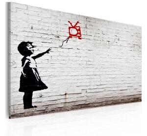 Tavla Girl With Tv Banksy 60x40 - Artgeist sp. z o. o
