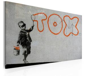 Tavla Wallpaper Graffiti Banksy 60X40 Grå\|Orange\|Flerfärgad - Artgeist sp. z o. o