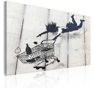 Tavla Falling Woman With Supermarket Trolley Banksy 60x40 - Artgeist sp. z o. o