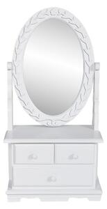 Bordsspegel med justerbar oval spegel MDF - Vit