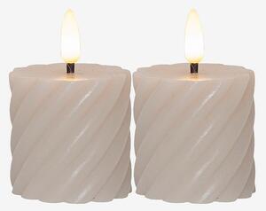 Star Trading - Blockljus Flamme Swirl LED 7,5 cm, 2p - Beige - Ljus - Från Homeroom