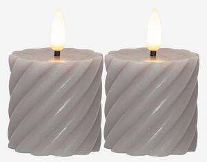 Star Trading - Blockljus Flamme Swirl LED 7,5 cm, 2p - Grå - Ljus - Från Homeroom