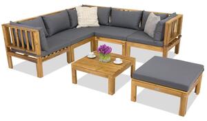 Trädgårdsmöbler Brunei Corner 5 + sittpuff Garden Point i akacia