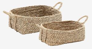 Kave Home - Milly set med 2 korgar i naturfiber, 32 x 20 cm / 34 x 20 cm - Grå - Småförvaring - Från Homeroom