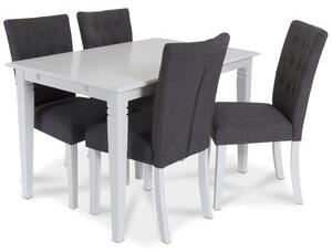 Sandhamn matgrupp 120 cm bord med 4 Crocket stolar i Grått tyg