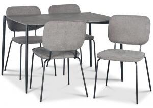 Lokrume matgrupp 120 cm bord i betongimitation + 4 st Lokrume grå stolar