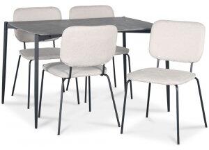 Lokrume matgrupp 120 cm bord i betongimitation med 4 st Lokrume beige stolar - Matgrupper