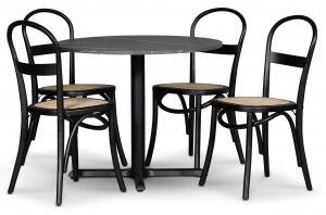 Solano matgrupp: Bord 90 cm inklusive 4 Axe stolar - Svart / Grå marmor - Matgrupper