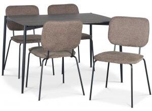 Lokrume matgrupp 120 cm bord i mörkt trä + 4 st Lokrume bruna stolar