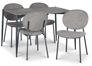 Lokrume matgrupp 120 cm bord i betongimitation + 4 st Tofta grå stolar - Matgrupper