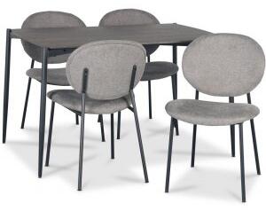 Lokrume matgrupp 120 cm bord i mörkt trä + 4 st Tofta grå stolar