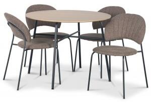 Tofta matgrupp Ø100 cm bord i ljust trä + 4 st Hogrän brun stolar