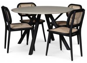 Ankara matgrupp runt matbord + 4 st svarta Siknäs stolar