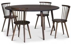 Omni matgrupp, runt matbord Ø130 cm inkl 4 st pinnstol Castor - Rökfärgad ek + Fläckborttagare för möbler