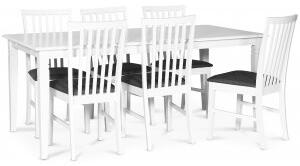 Sandhamn Matgrupp Bord 180x95 cm med 6 st Sandhamn stolar - Grå / Vit + Fläckborttagare för möbler