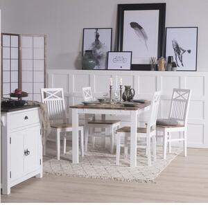 Dalarös matgrupp 140 cm bord vit/ek med 4 st stolar - Ingen tilläggsskiva - Matgrupper