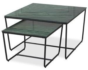 Stella Satsbord 75 x 75 cm - Grönt marmorerat glas / Svart underrede