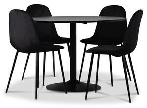 Seat matgrupp, matbord med 4 st Carisma sammetsstolar - Svart/Svart + 2.00 x Möbeltassar