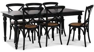 Paris matgrupp 180 cm bord svart + 6 st svarta Gaston matstolar