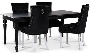 Paris matgrupp svart bord med 4 st Tuva Decotique stolar i svart sammet