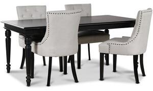 Paris matgrupp svart bord med 4 st Tuva stolar i beige tyg - Matgrupper
