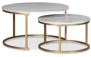 Solano satsbord Ø80/60 cm - Vit marmorimitation / Mässing - Soffbord i marmor, Marmorbord, Bord