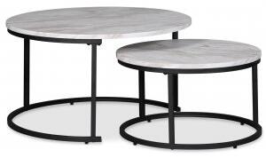 Solano satsbord Ø80/60 cm - Vit marmorimitation - Soffbord i marmor, Marmorbord, Bord