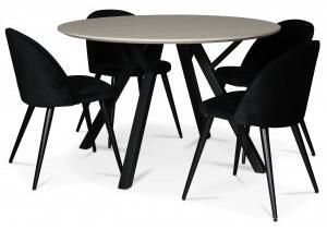 Ankara matgrupp runt matbord + 4 st svarta Alice stolar + 3.00 x Möbeltassar
