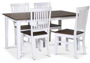 Skagen matgrupp klassiskt matbord 140x90 cm - Vit / brunoljad ek med 4 st Skagen stolar