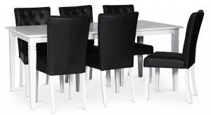 Sandhamn matgrupp 180x95 cm bord med 6 st Crocket matstolar i svart PU