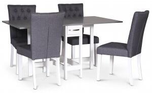 Fårö matgrupp Fårö klaffbord Vit / Grå med 4 st grå Crocket stolar - Matgrupper