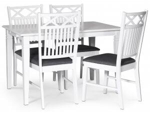 Sandhamn matgrupp 120 cm bord med 4 st sandhamn Gripsholm stolar + 3.00 x Möbeltassar