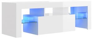 TV-bänk med LED-belysning vit högglans 120x35x40 cm