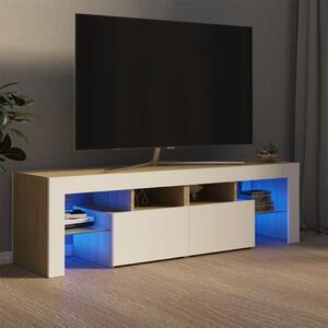 Tv-bänk med LED-belysning vit och sonoma-ek 140x36,5x40 cm