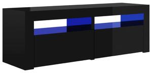 TV-bänk med LED-lampor högglans svart 120x35x40 cm