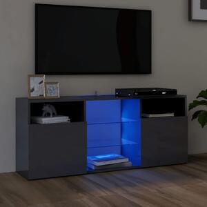 TV-bänk med LED-belysning grå högglans 120x30x50 cm
