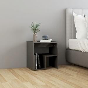 Sängbord grå högglans 40x30x40 cm konstruerat trä