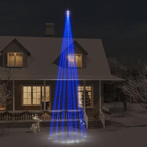 Julgran på flaggstång blå 1134 LEDs 800 cm